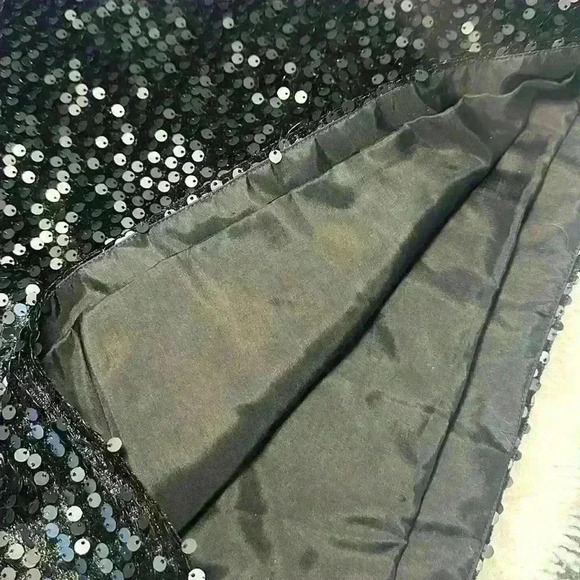 Love, Carmen Short Black Sequin Lined Dress w/ Satin Bow 100% Poly Womens Size 4 - Picture 10 of 13